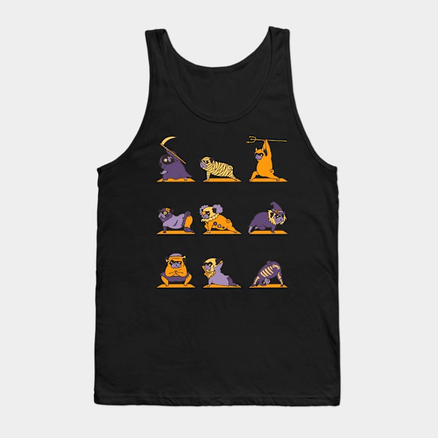 Pug Yoga Halloween Monsters Tank Top by huebucket